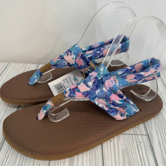 Sanuk Yoga Sling 2 Flamingo Tropical Women's Size 7 Sandals Comfort - Picture 1 of 6